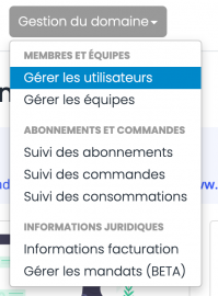 User menu